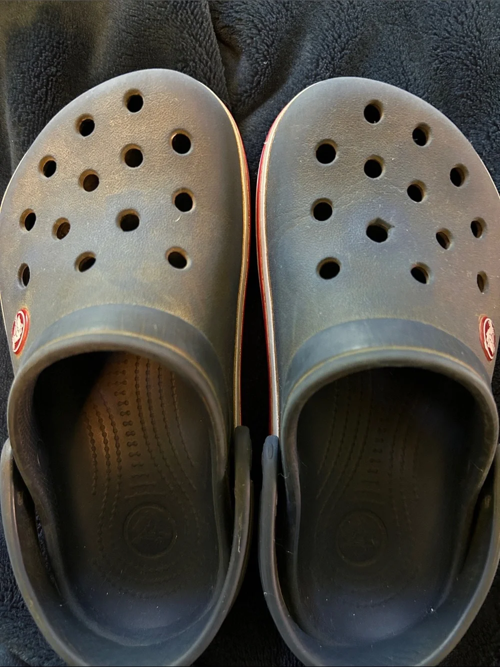 CROCS Kids Navy Clog with Red & White Stripe J1
